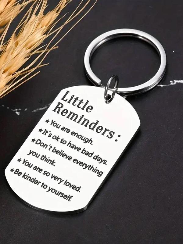 Unisex Cute Letters Graphic Stainless Steel Keychain, Trendy Slogan Key Fob & Key Holder for Car Keychain, Chic Accessories As Gift for Friends