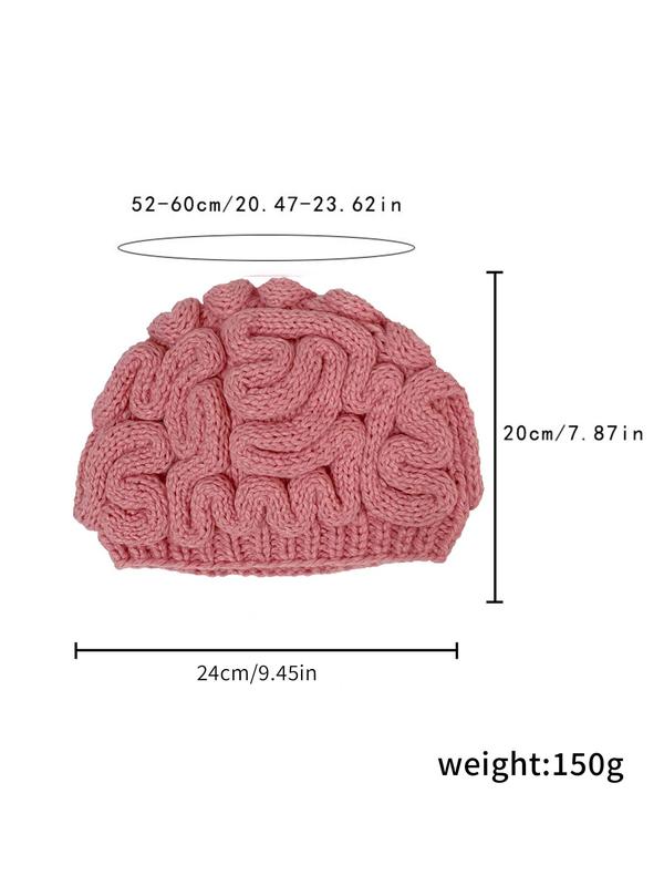 Brain Design Knit Beanie Hat, Unisex Cute Funny Trendy Beanie Hat, Fashionable Knit Hat for Fall & Winter, Warm and Stylish Beanie for Men & Women