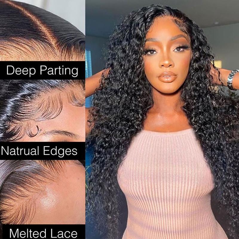 STERLY Hair 13x6 Deep Wave Full Lace Frontal Wigs For Women Natural Color 180%density