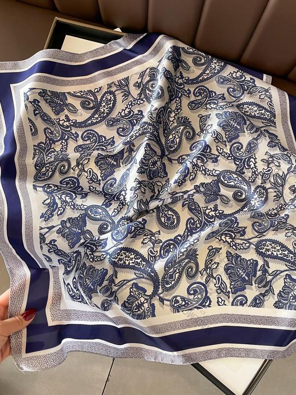 Women's Paisley Print Neckerchief, 2024 Summer Elegant Square Scarf, Casual Soft Comfortable Shawl, Fashionable Women Accessories for All Seasons