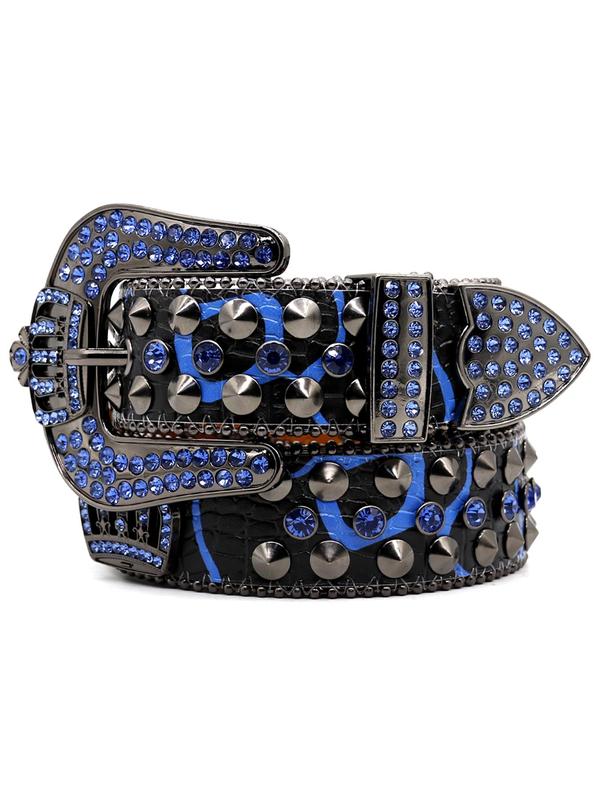 Fashion Punk Artificial Crystal & Rhinestone & Rivet Decorated Pu Buckle Belt for Women & Men, Trendy All-match & Exquisite Clothes Accessories for Daily  Decor