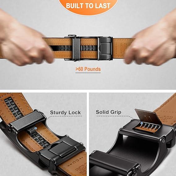 Men's Belt – Ratchet Leather Belt for Men Dress and Casual Pants Jeans 1 3 8