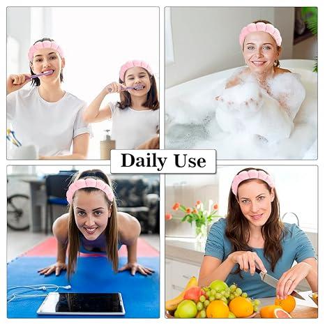 3Pcs Headbands for Women Non Slip Wrist Towels Washing Face Head Bands Women's Hair Makeup Headband Skincare Spa Girls Pink