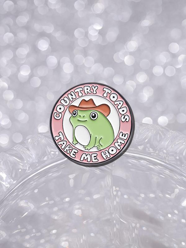 Cute Cartoon Frog & Letter Design Brooch, Fashion Alloy Badge for Daily Clothing Decor, Trendy All-match & Exquisite Brooch for Birthday Gift