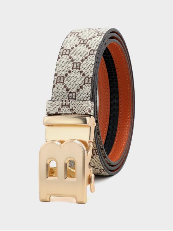 Men's Business Fashion Letter Pattern Belt, 2024 New Style Casual Buckle Belt for Party, Daily Clothing Decor, Trendy All-match & Exquisite Belt for Birthday Gift