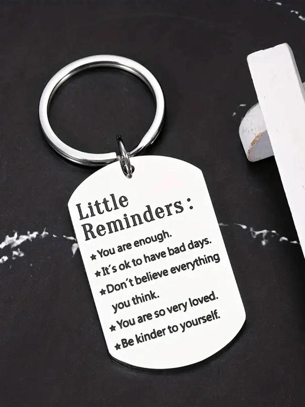 Unisex Cute Letters Graphic Stainless Steel Keychain, Trendy Slogan Key Fob & Key Holder for Car Keychain, Chic Accessories As Gift for Friends