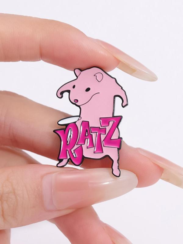 Cute Rat & Letters Design Brooch, Fashion Alloy Brooches for Daily Use, Enamel Brooch Suitable for Backpacks, Jeans, Scarves, Hats Decoration Fixed Buckle, Casual Alloy Brooches for Men & Women