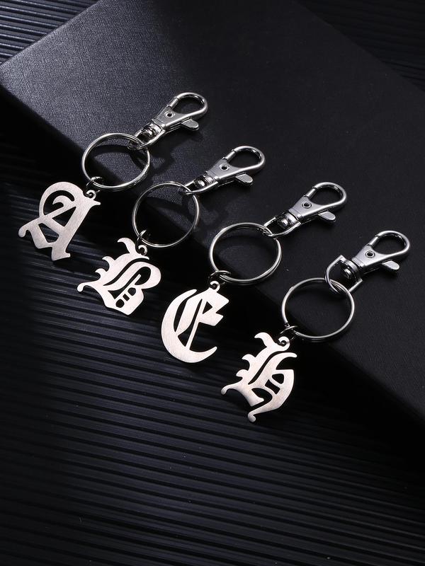 Letter Initial Design Keychain, Stainless Steel Keychain for Women & Men, Trendy All-match & Exquisite Keychain for Birthday Gift