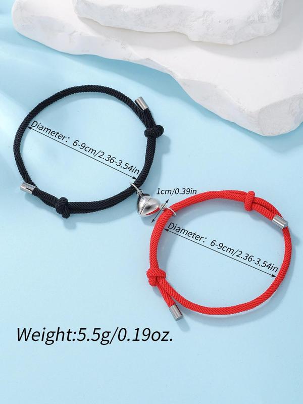 Summer Simple Heart Design Magnetic Bracelet, Adjustable Bracelet for Women & Men, Fashion Jewelry for Party, Daily Clothing Decor, Trendy All-match & Exquisite Jewelry for Couples' Birthday Gift