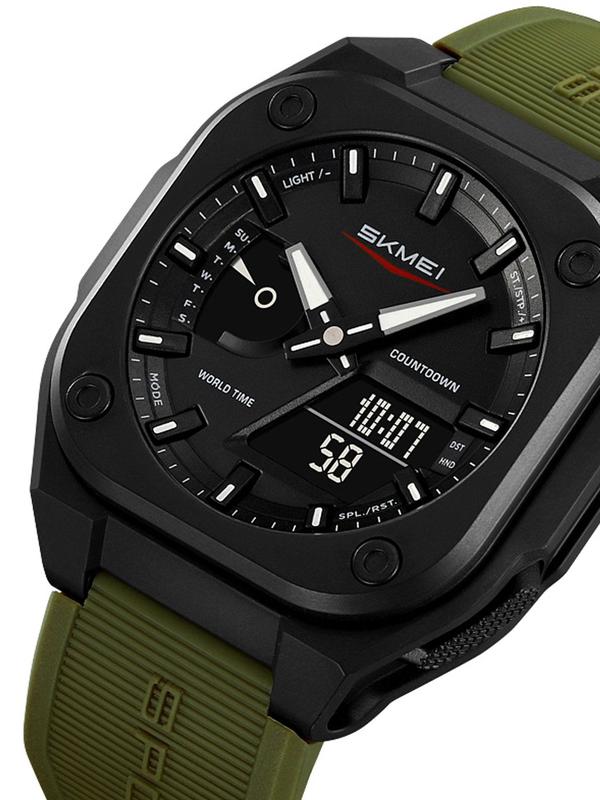 Men's Business Fashion Analog-digital Watch, Casual Trendy Luminous Waterproof Sports Watch for Men, Multifunctional Watch with Silicone Strap for Men