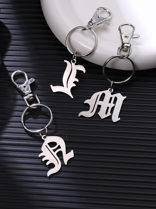 Letter Initial Design Keychain, Stainless Steel Keychain for Women & Men, Trendy All-match & Exquisite Keychain for Birthday Gift