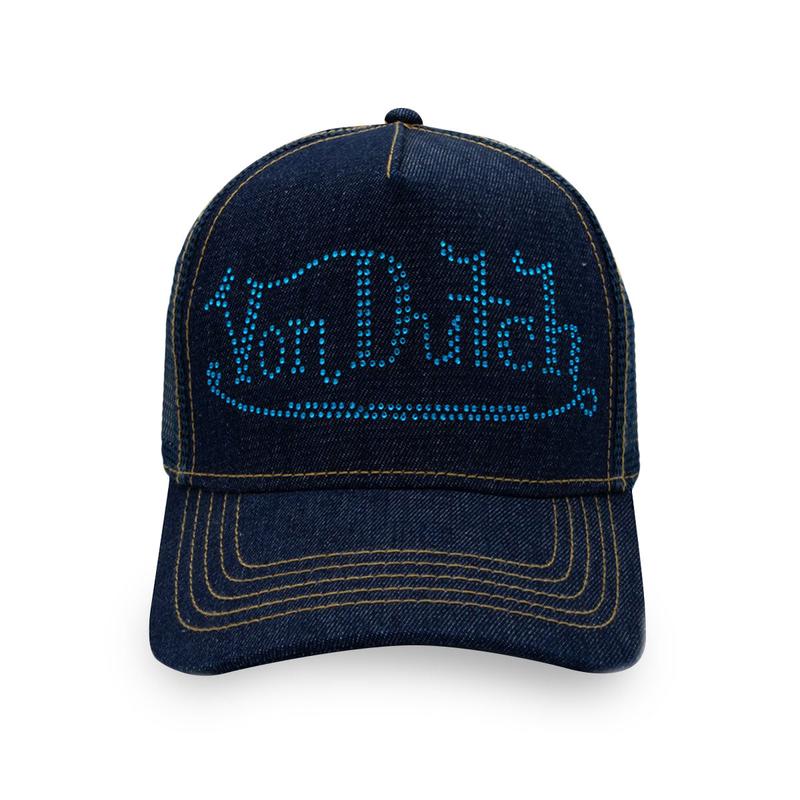 Von Dutch Navy Stone Denim Vintage Unisex Trucker Hat