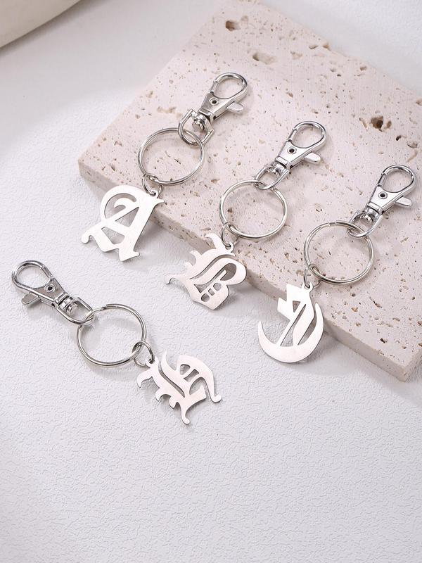 Letter Initial Design Keychain, Stainless Steel Keychain for Women & Men, Trendy All-match & Exquisite Keychain for Birthday Gift