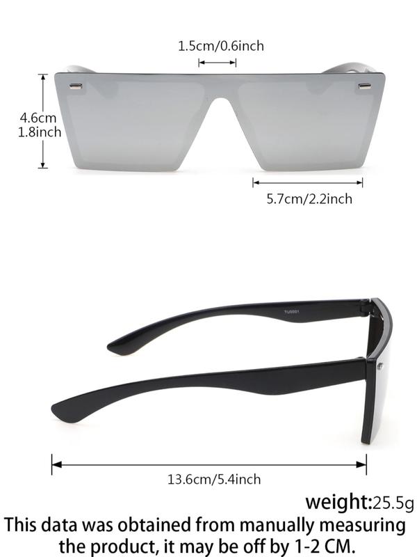 Unisex Vintage Simple Plastic Sunglasses (1 Pair), Trendy Casual Flat Top Frameless Sunglasses for Everyday Use, Retro Outdoor Sports Sunglasses