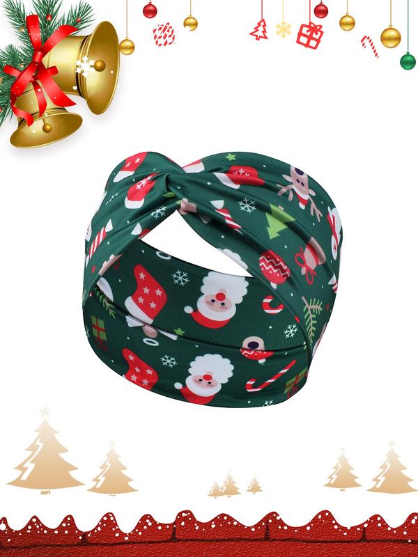 Christmas Themed Hair Band, Cute Santa Claus Pattern Hair Band, Fashionable Hair Accessories for Women & Girls, Christmas Gifts