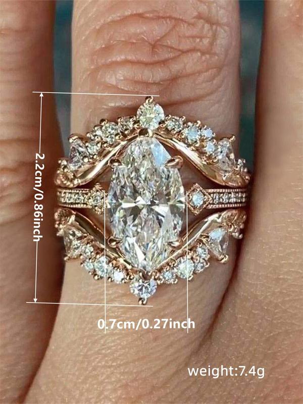 Women's Elegant Rhinestone Decorated Ring, Exquisite Trendy Ring, Fashionable Jewelry for Women As Engagement Anniversary Wedding Party Jewelry