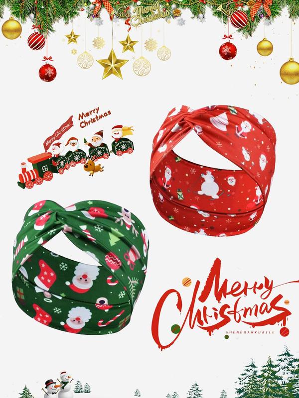 Christmas Themed Hair Band, Cute Santa Claus Pattern Hair Band, Fashionable Hair Accessories for Women & Girls, Christmas Gifts