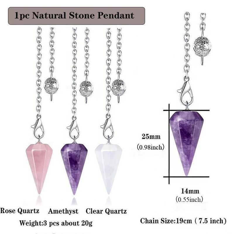 Clear Quartz Pendulum, 1 Count Natural Stone Pendant & Witchcraft Accessories, Decorative Ornament for Living Room Bedroom Home Office Dormitory Car