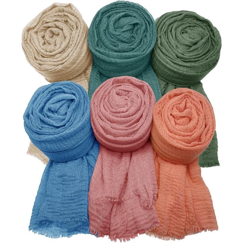 6 Pack Women's Soft Scarves and Shawls Long Scarves, Wraps and Shawls, Large Scarves