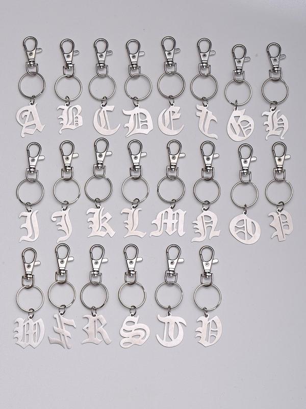 Letter Initial Design Keychain, Stainless Steel Keychain for Women & Men, Trendy All-match & Exquisite Keychain for Birthday Gift