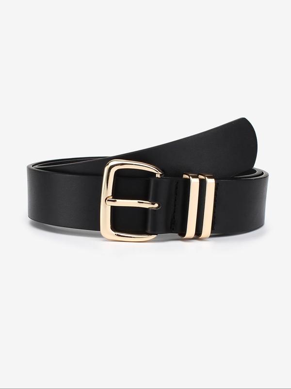 Women's Fashionable Solid Color PU Buckle Belt, Casual Waistband for Jeans Pants, Fashion Belt for Party, Daily Clothing Decor, Trendy All-match & Exquisite Belt for Gift