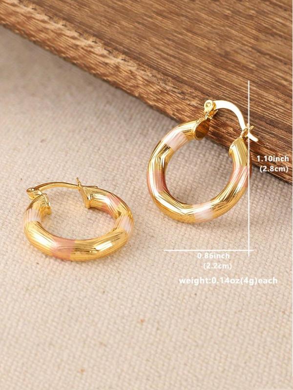 Women's Elegant Wave Print Hoop Earrings, Exquisite Trendy Hoop Earrings, Gorgeous Jewelry As Birthday Gift for Girlfriend