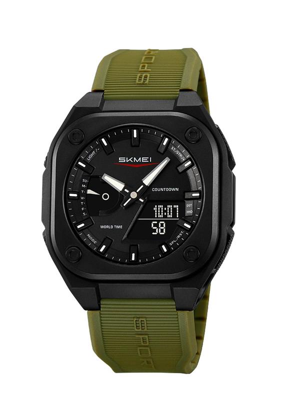 Men's Business Fashion Analog-digital Watch, Casual Trendy Luminous Waterproof Sports Watch for Men, Multifunctional Watch with Silicone Strap for Men