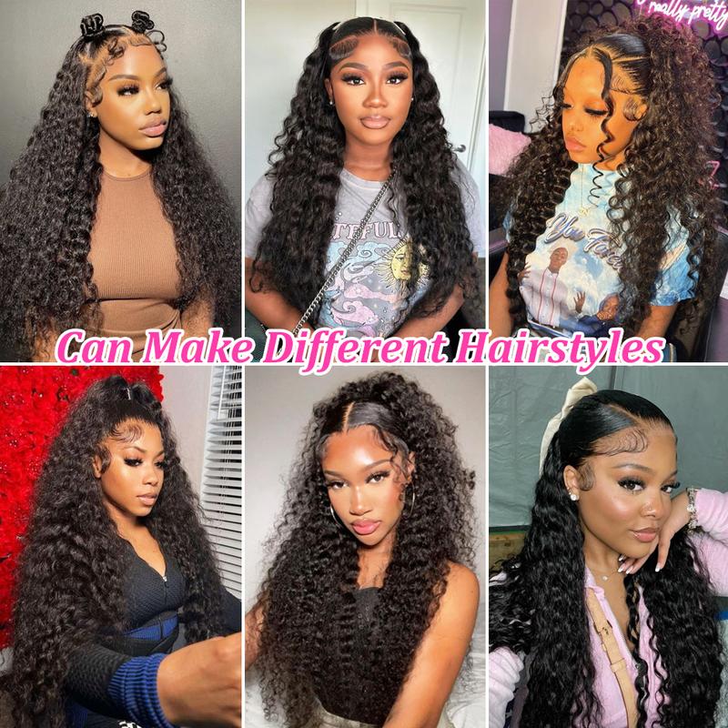 FORGIRLFOREVER 13x6 Lace Frontal Wig Human Hair Pre Plucked Water Wave Wig Natural Color Transparent Lace Front Human Hair Wigs For Women