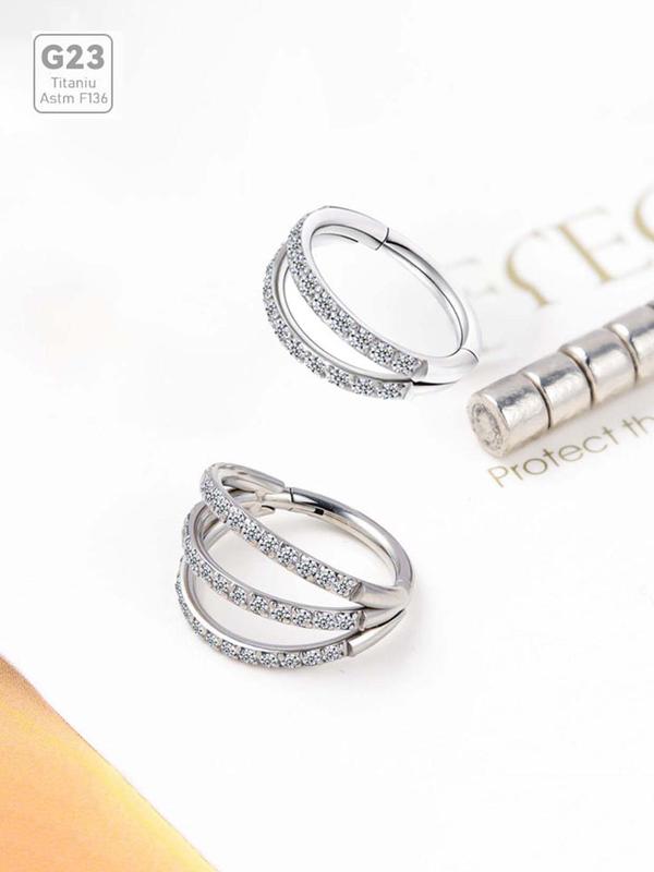 Titanium Nose Ring, Elegant Rhinestone Decorated Earrings, Fashionable Body Jewelry for Women & Men, Trendy All-match & Exquisite Jewelry for Birthday Gift