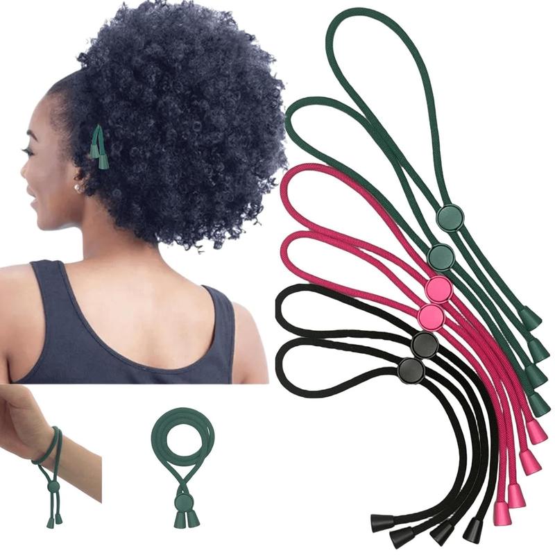 6 Pcs Adjustable Hair Ties for Thick, Curly Hairstyles - Afro Puffs, Ponytails, Locs, Pineapples for Black Women and Girls