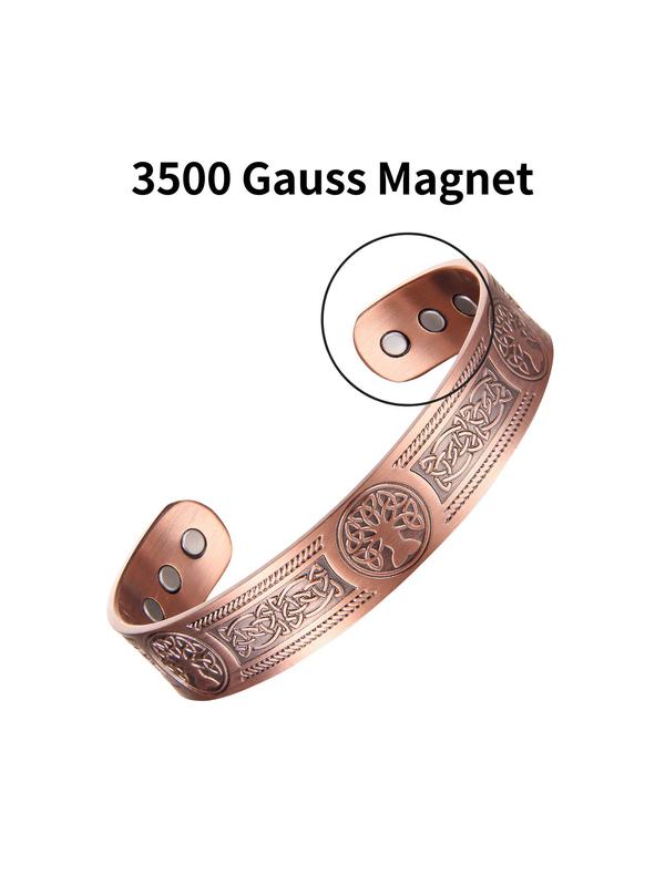 Vintage Designer 2024 Copper Magnetic Bracelet & Ring, Adjustable Tree Pattern Summer Vintage Bangle Ring Set for Gift, Male Jewelry Accessories for Men Women, Fall Outfits, Fall Freshness