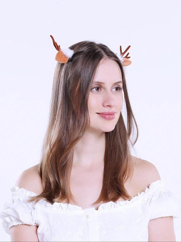 Cute Christmas Themed Reindeer Antler Design Hair Clips, Fashionable Hair Accessories for Women & Girls, Cute Lovely Hairwear for Daily Used