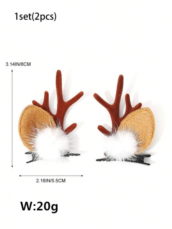 Cute Christmas Themed Reindeer Antler Design Hair Clips, Fashionable Hair Accessories for Women & Girls, Cute Lovely Hairwear for Daily Used