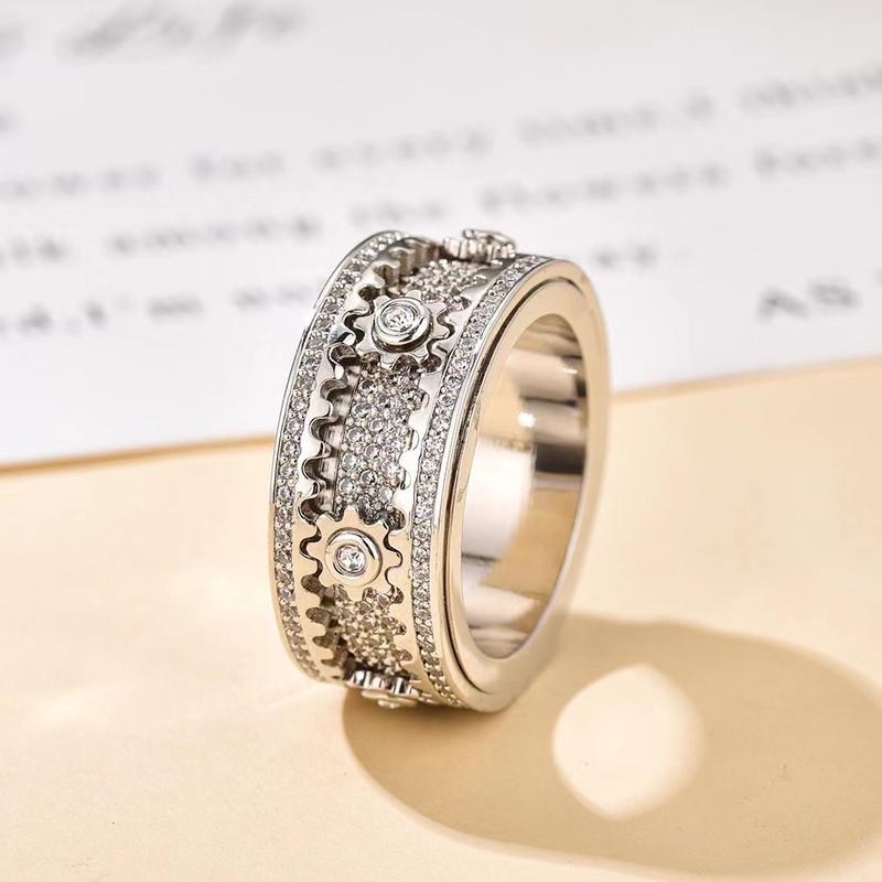 Unisex Couple Gear Ring Rotatable Mechanical Ring Decompression Anxiety Ring Rotatable Statement Band Stress Relieving RingsValentine's Day Gift  AS011