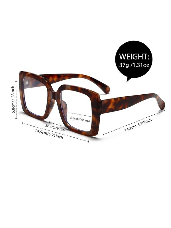 Unisex Fashionable Tortoiseshell Pattern Square Frame Eyeglasses, Trendy Casual Eyeglasses for Everyday Use, Fashion Accessories for Outdoor Activities