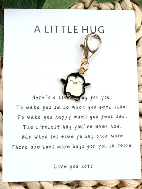 Cute Cartoon Penguin Design Keychain, Pocket Animal Hug, Cute Animal Key Ring, Support Gift, Friend Family Teacher Gift, Thinking Of You Hug Gift