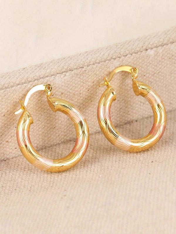 Women's Elegant Wave Print Hoop Earrings, Exquisite Trendy Hoop Earrings, Gorgeous Jewelry As Birthday Gift for Girlfriend