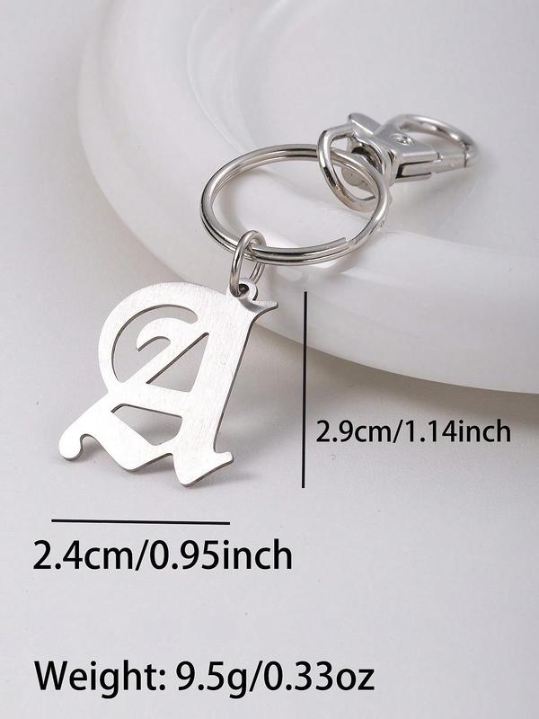 Letter Initial Design Keychain, Stainless Steel Keychain for Women & Men, Trendy All-match & Exquisite Keychain for Birthday Gift