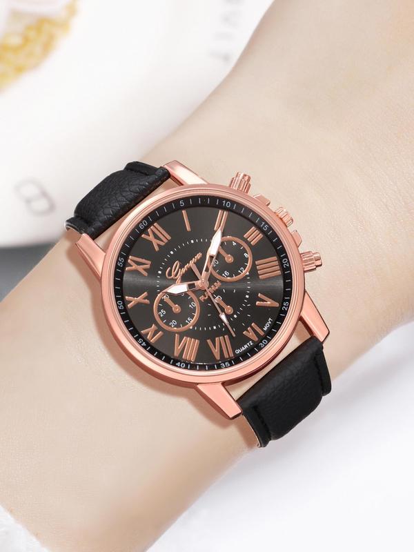 Women's Elegant Watch & Rhinestone Decorated Bracelet, Exquisite Trendy Wristwatch & Heart Shape Bracelet, Fashionable Watch Set As Gift Without Box