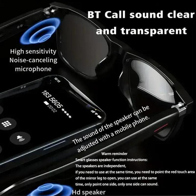 Smart Glasses, Wireless Smart Glasses, Bluetooth-compatible Smart Sunglasses, Outdoor Sunglasses, Eye Glasses Camera, Wireless Glasses for Travel, Gift for Men & Women, Smart Glass Eyewear, Electronic Gadgets