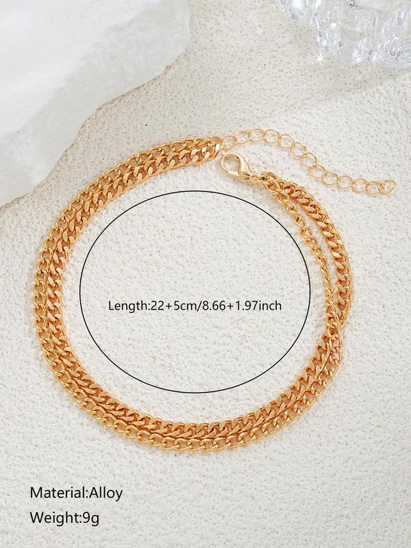 Women's Minimalist Temperament Plain Color Double Layer Anklet, Fashion Jewelry for Party, Daily Clothing Decor, Trendy All-match & Exquisite Jewelry for Birthday Gift