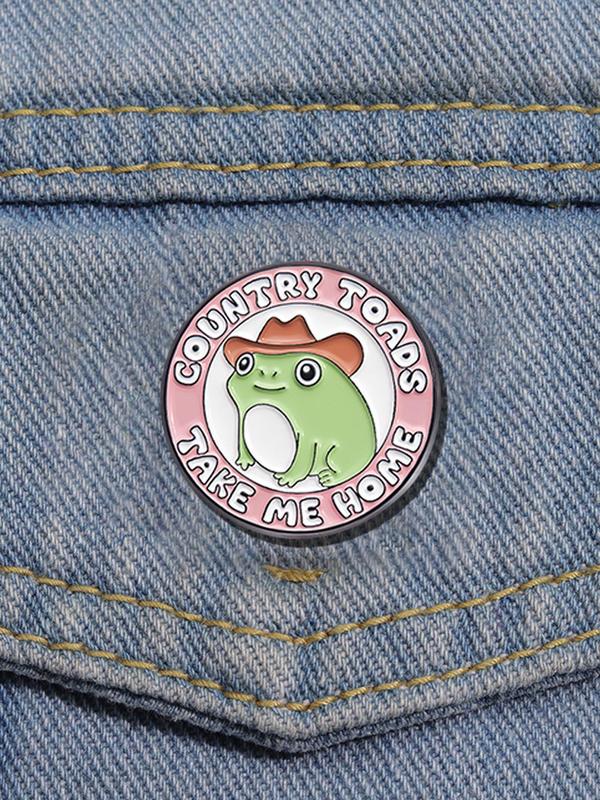 Cute Cartoon Frog & Letter Design Brooch, Fashion Alloy Badge for Daily Clothing Decor, Trendy All-match & Exquisite Brooch for Birthday Gift