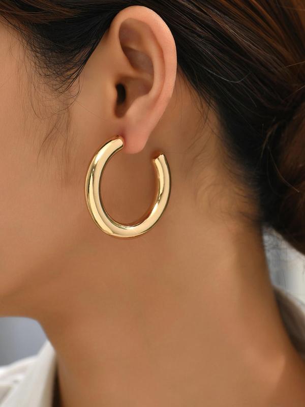 Women's Elegant Minimalist Hoop Earrings, 1 Pair Trendy Vintage C Shape Hoop Earrings, Chic All-match Jewelry As Gift for Girlfriend for Daily Decor