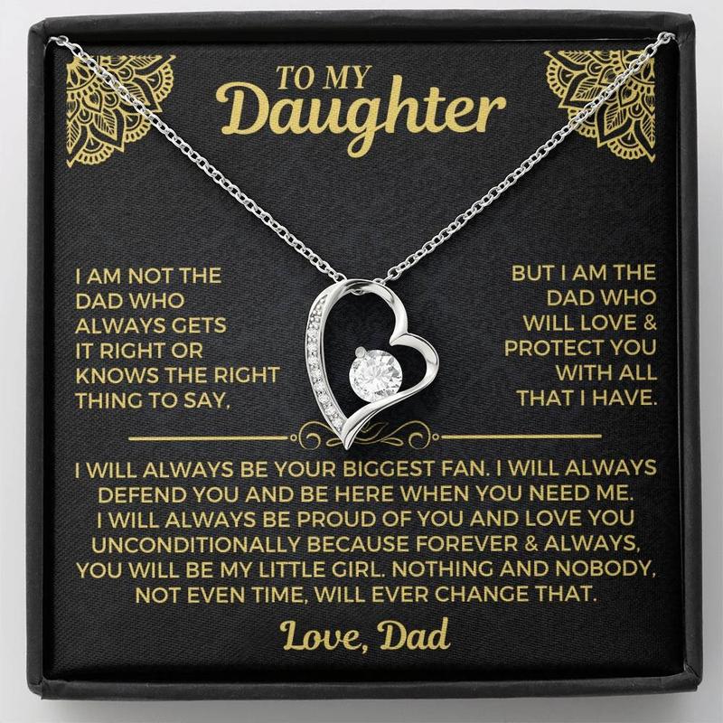 To My Daughter - Love Dad - Beautiful Gift Set Necklace, Jewelry Present, Anniversary Necklace, Gift for Daughters, Teenagers, Girls, Anniversary Necklaces, Birthday Christmas Gift For Women Pendant Chain Necklace with Gift Card