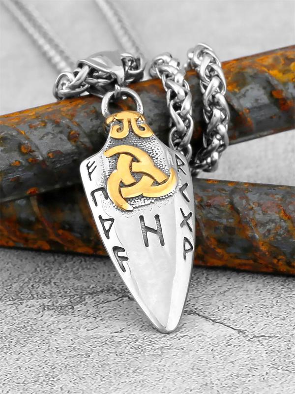 Vintage Viking Stainless Steel Rune Dagger Pendant Necklace,  Fashion Trendy Men's Necklace, Punk Necklace Jewelry for Party Gift for Him