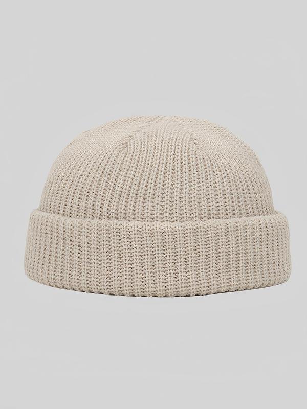 Solid Ribbed Beanie Hat, Casual High Stretch Knit Hat for Fall & Winter, Fashion Accessories for Both Men & Women