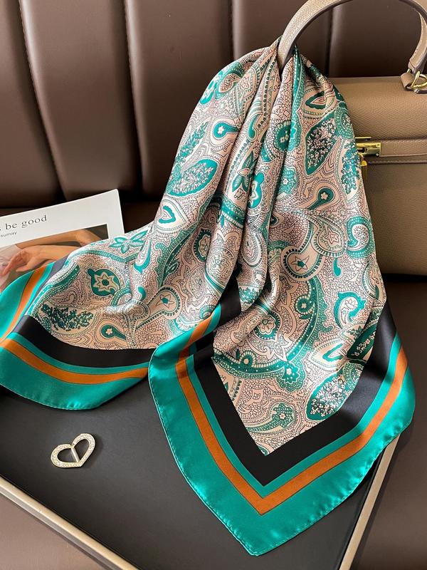 Women's Paisley Print Neckerchief, 2024 Summer Elegant Square Scarf, Casual Soft Comfortable Shawl, Fashionable Women Accessories for All Seasons