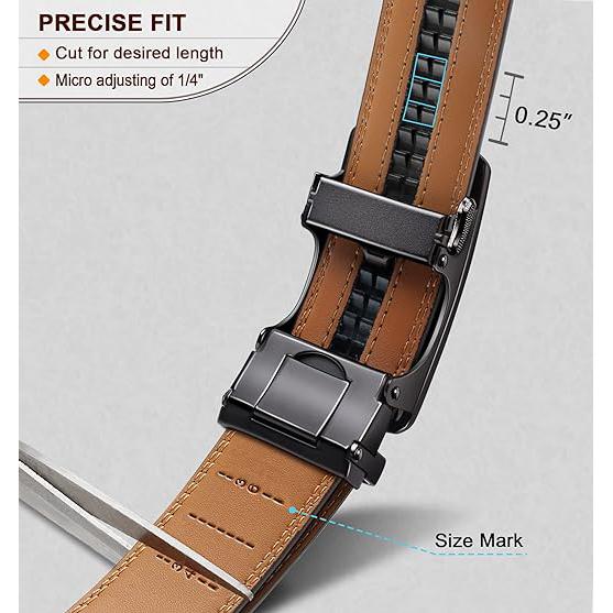 Men's Belt – Ratchet Leather Belt for Men Dress and Casual Pants Jeans 1 3 8