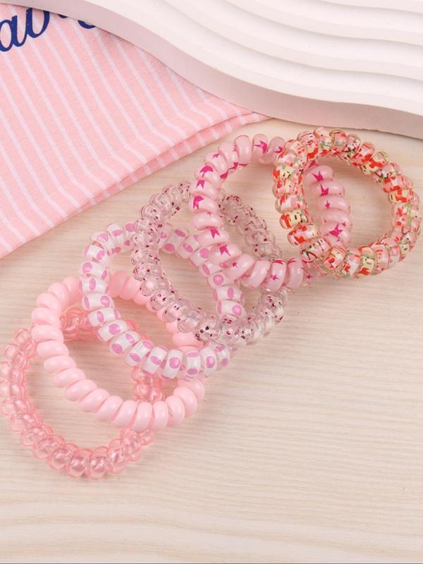 6pcs set Random Color Ombre Spiral Ponytail Holders, Cute Decorative Ponytail Holder for Women & Girls, No Crease Hair Small Ponytail Holders Versatile Hair Accessories