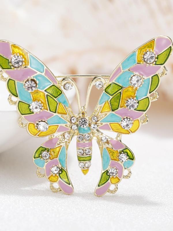 Butterfly Design Brooch, Rhinestone Decorated Brooch for Women & Men, Fashion Accessories for Party, Daily Decor, Trendy All-match & Exquisite Brooch for Gift